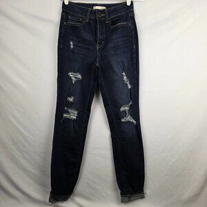 SO Dark Wash High Rise Distressed Skinny Jeans Size 3/26